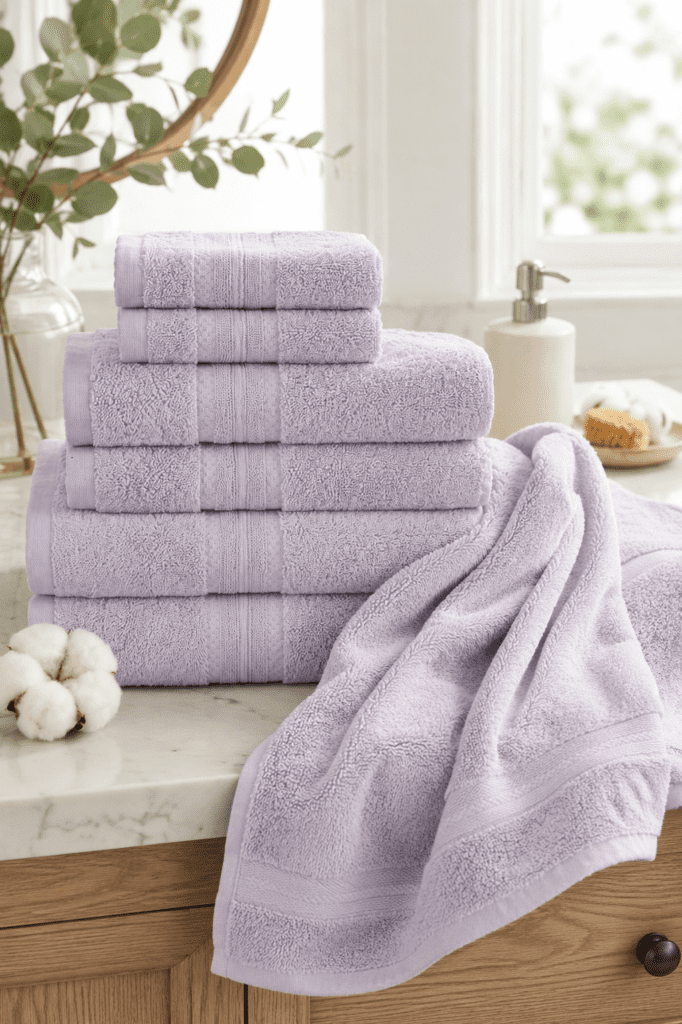 Soft white non slip bath mat placed beside a bathtub in a bright modern bathroom