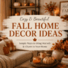 Best Fall Decor on Amazon for a cozy living room with pumpkins, candles, knit blankets, and warm autumn decorations