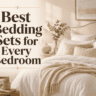 Elegant white and cream bedroom featuring the best bedding sets for every bedroom with cozy layered bedding, soft neutral decor, and modern farmhouse style.
