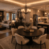 Neutral home decor ideas featuring a cozy open concept living room, elegant dining area, and modern kitchen with warm lighting and timeless neutral colors.