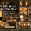 10 Warm Home Lighting Ideas for a cozy and elegant living room with table lamps and wall sconces