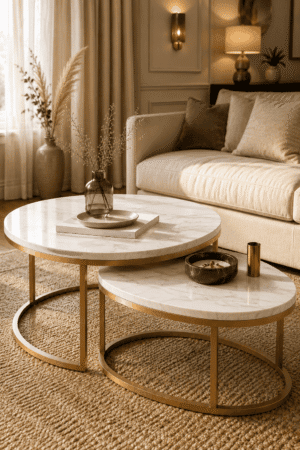 Luxury marble table collection featuring modern marble coffee tables, side tables, end tables, console tables, accent tables, and contemporary home furniture for elegant American interiors.