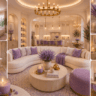 Featured image showcasing cozy lavender home decor ideas with a luxurious cream living room, elegant kitchen, relaxing bedroom, spa-inspired bathroom, and soft purple accents. Caption