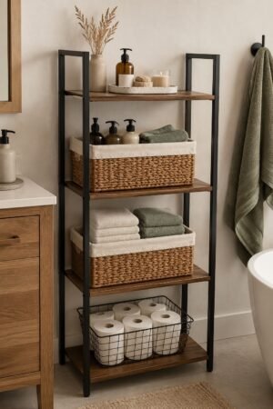 Warm Modern Bathroom Storage Shelf